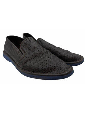 Pollini Perforated Leather Casual Loafers Brown Size EU 40 | US 7